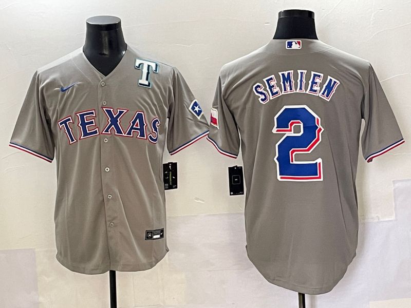Men 2025 Texas Rangers #2 Semien Grey Game Nike MLB Jersey style 7